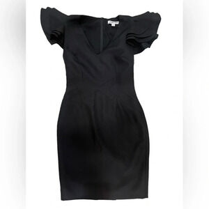 Dana-Maxx Black dress with v neck & ruffle cap sleeves size 2 like-new condition